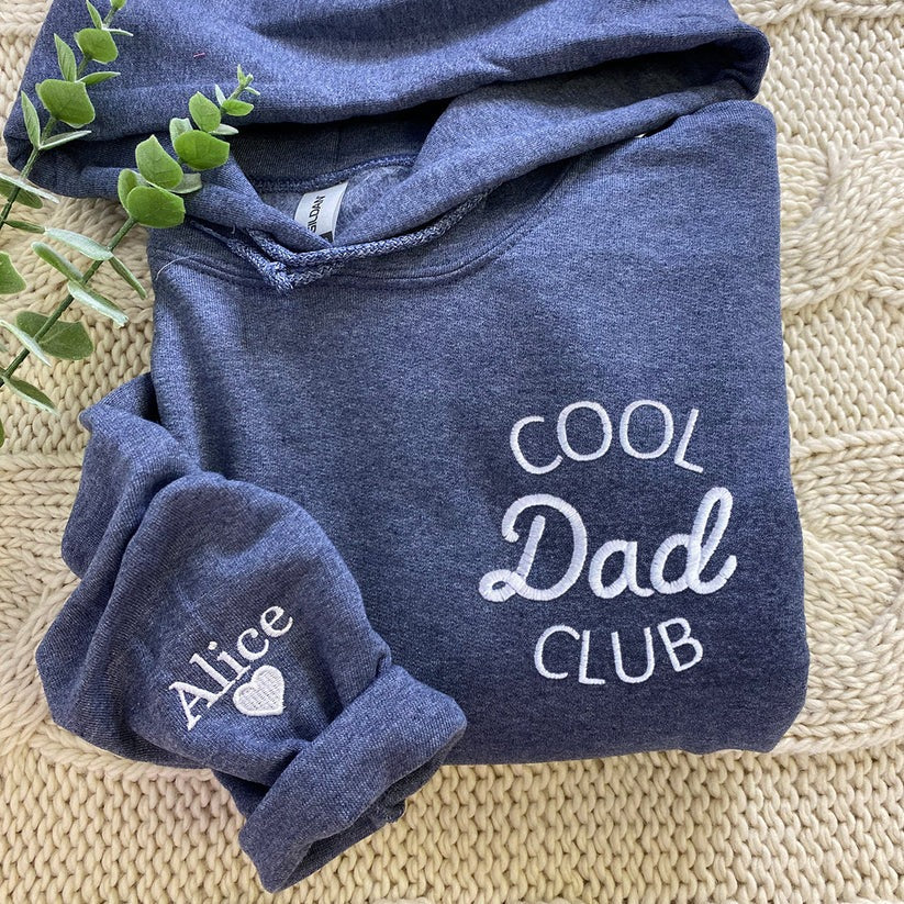 Custom Embroidered Cool Dads Club Hoodie with Kids Names - Unique Father Gift