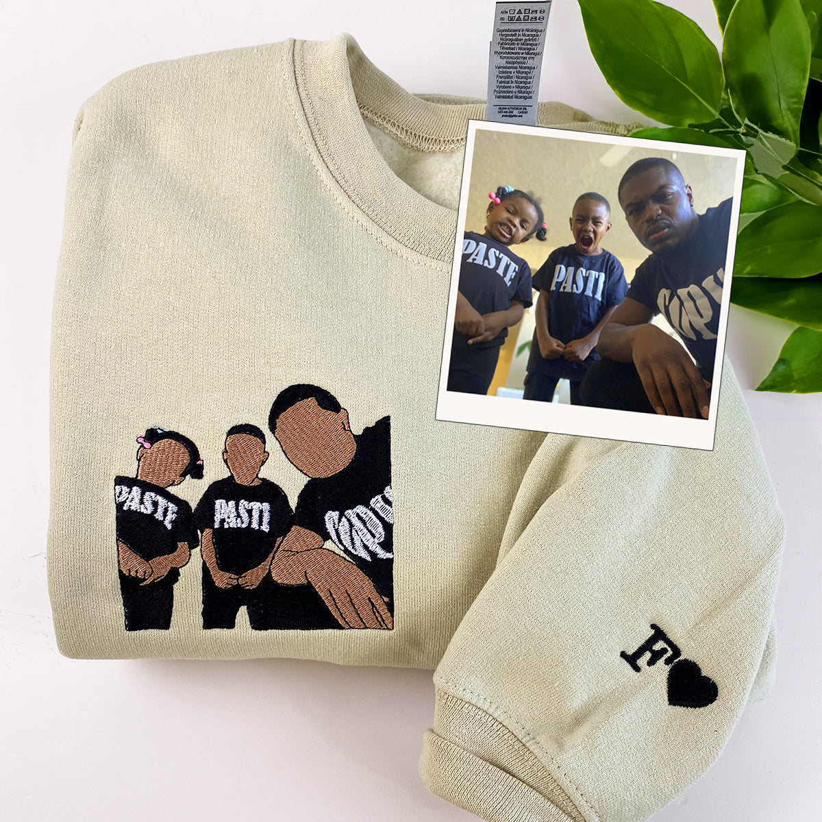 Custom Embroidered Dad Daughter Portrait Hoodie - Personalized Father Gift with Initial