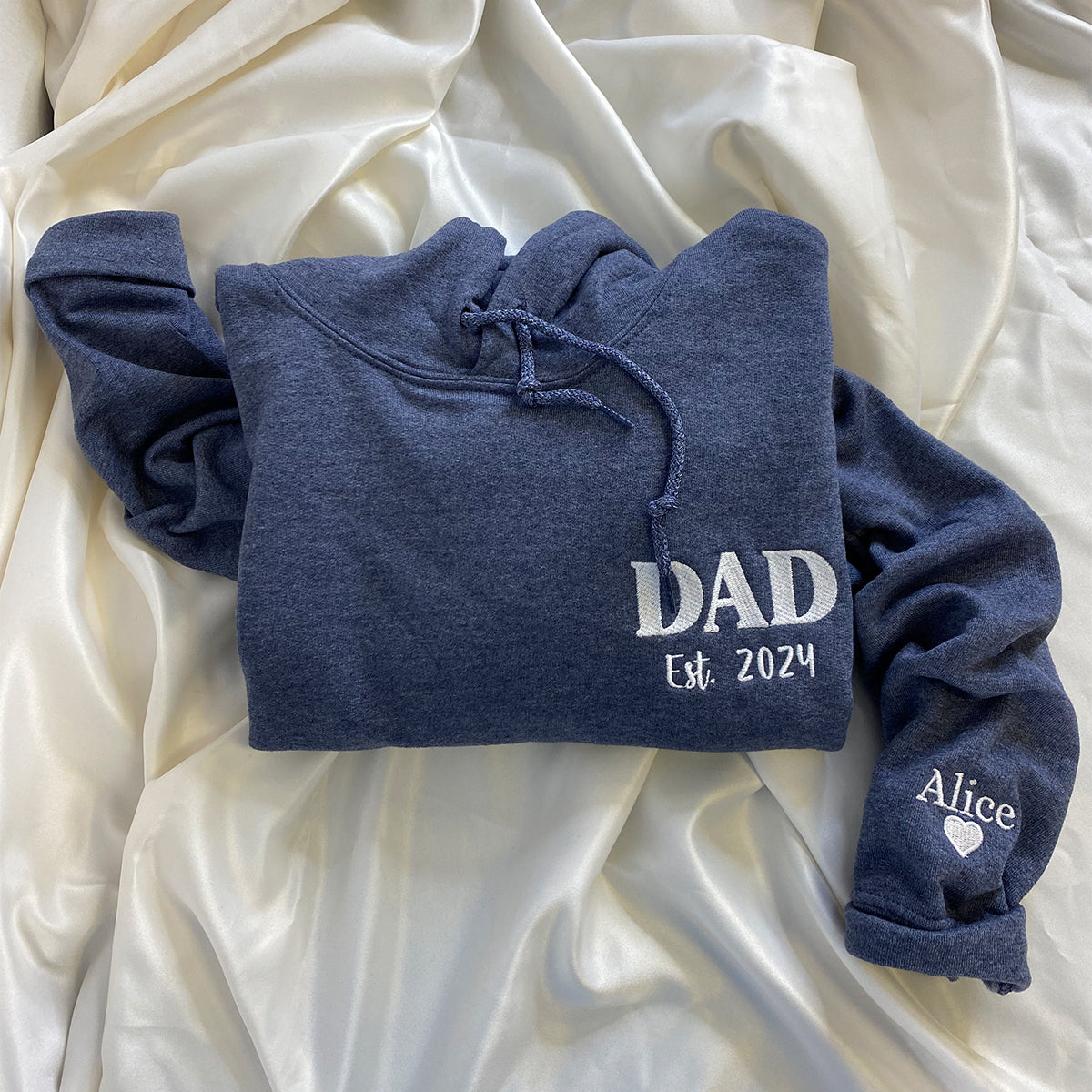 Custom Embroidered Dad Est Year Hoodie - Personalized Father's Day Gift