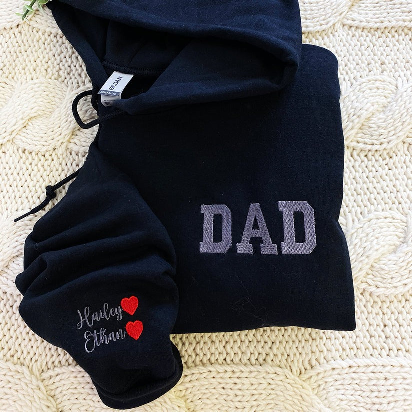 Custom Embroidered Dad Est Year Hoodie - Personalized Father's Day Gift