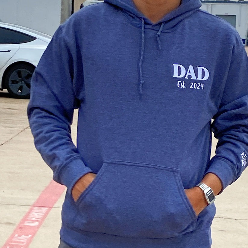 Custom Embroidered Dad Est Year Hoodie - Personalized Father's Day Gift