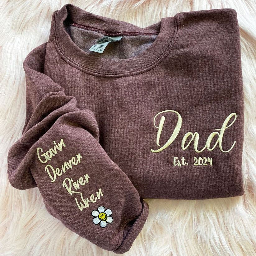Custom Embroidered Dad Hoodie with Est Year - Personalized Father Gift