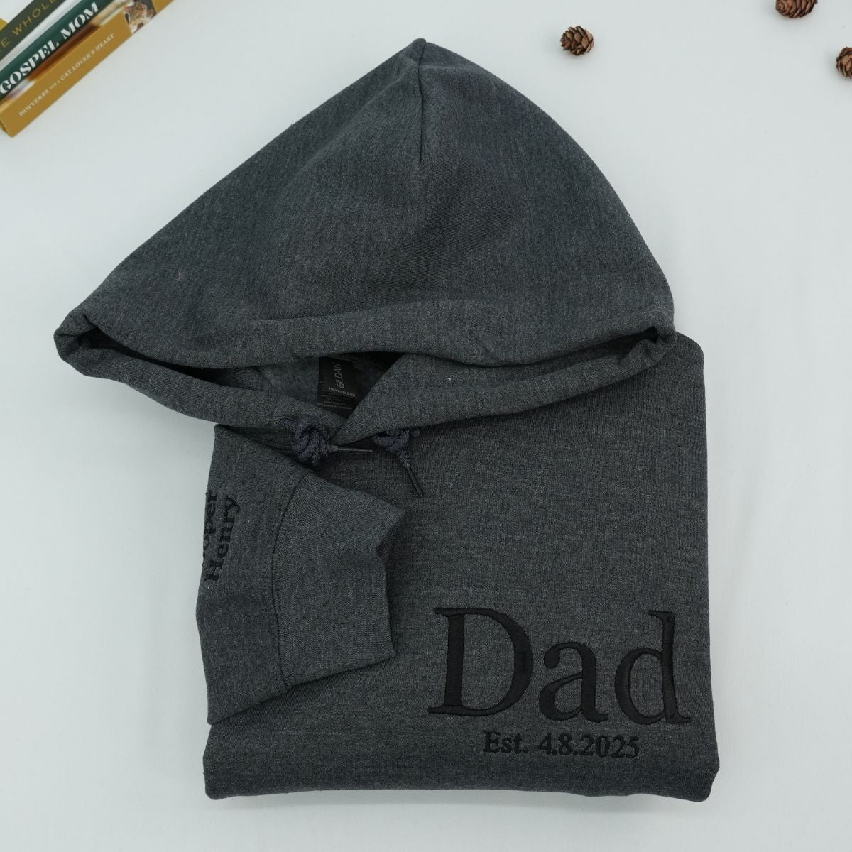 Custom Embroidered Dad Est Year Hoodie - Personalized Father's Day Gift