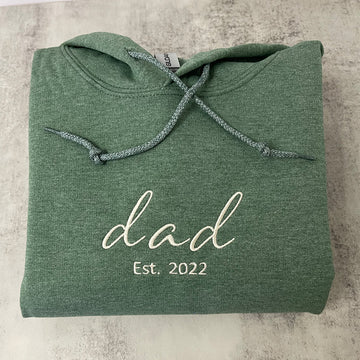Custom Embroidered Dad Hoodie with Est Year - Personalized Father Gift