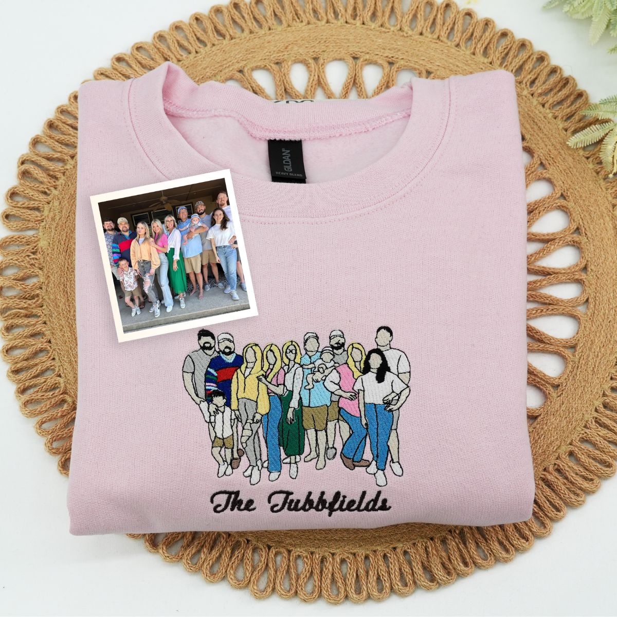 Custom Embroidered Family Portrait Hoodie - Personalized Photo Gift