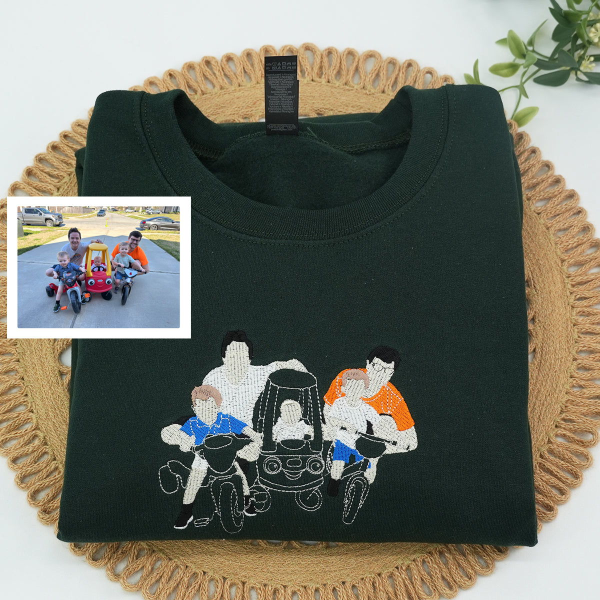 Custom Embroidered Family Portrait Hoodie - Personalized Photo Gift