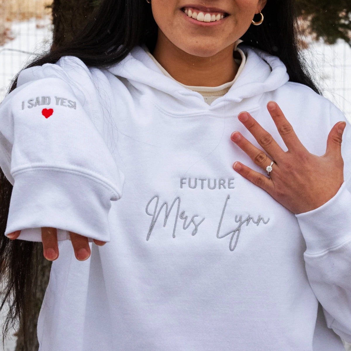 Custom Embroidered Future Mrs Hoodie - Personalized Engagement Gift for Bride