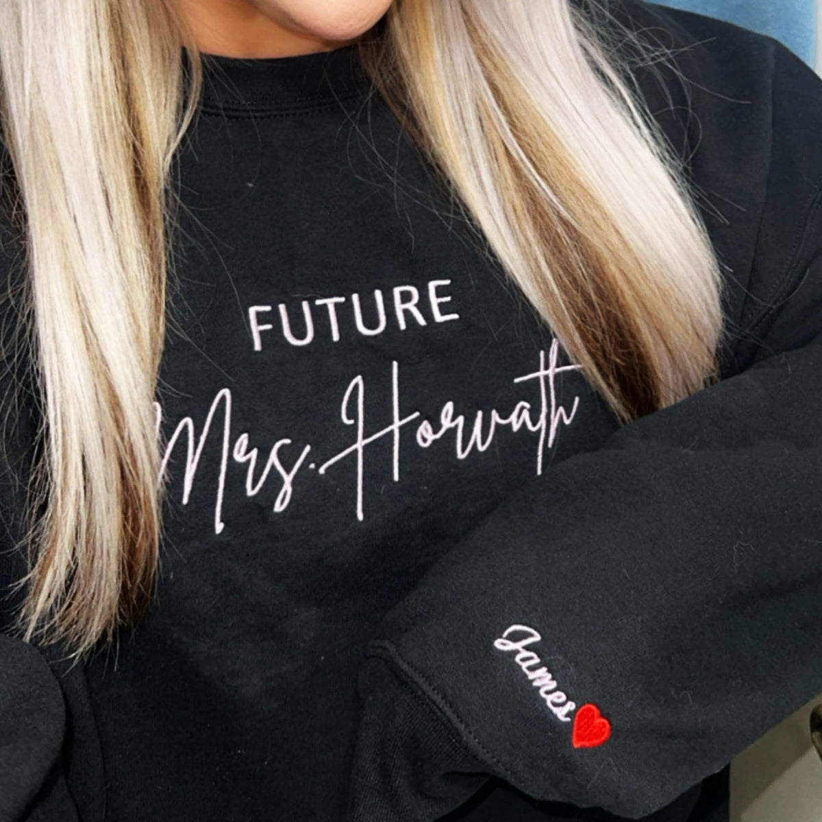 Custom Embroidered Future Mrs Hoodie - Personalized Engagement Gift for Bride