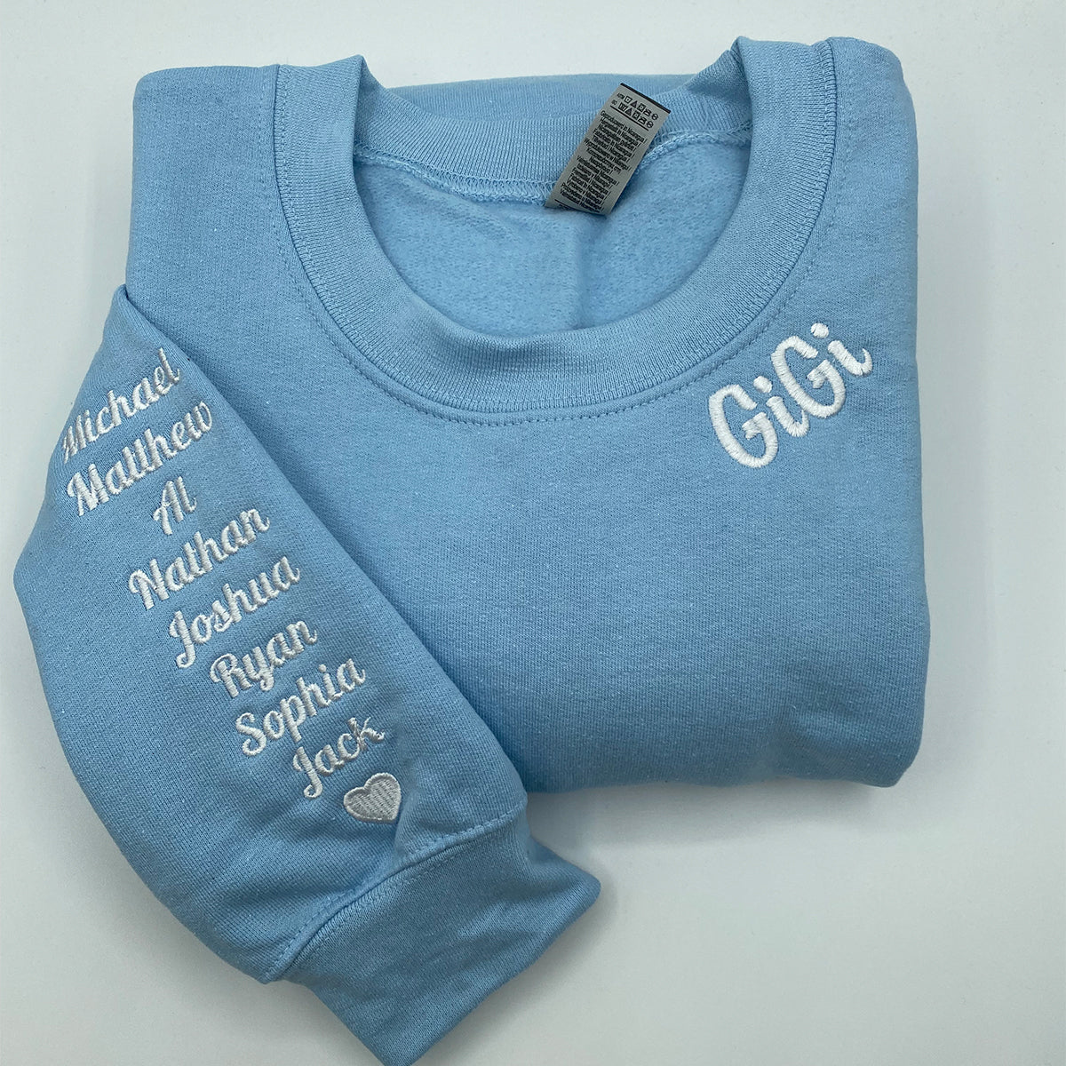 Custom Embroidered Gigi Neckline Hoodie with Grandkids Names - Grandmother Gift