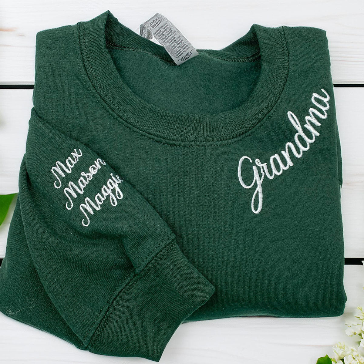Custom Embroidered Grandma Sweatshirt with Grandkids Names - Personalized Grandmother Gift
