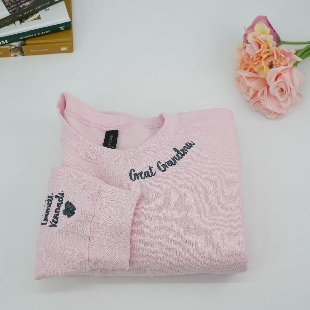 Custom Embroidered Grandma Sweatshirt with Grandkids Names - Personalized Grandmother Gift