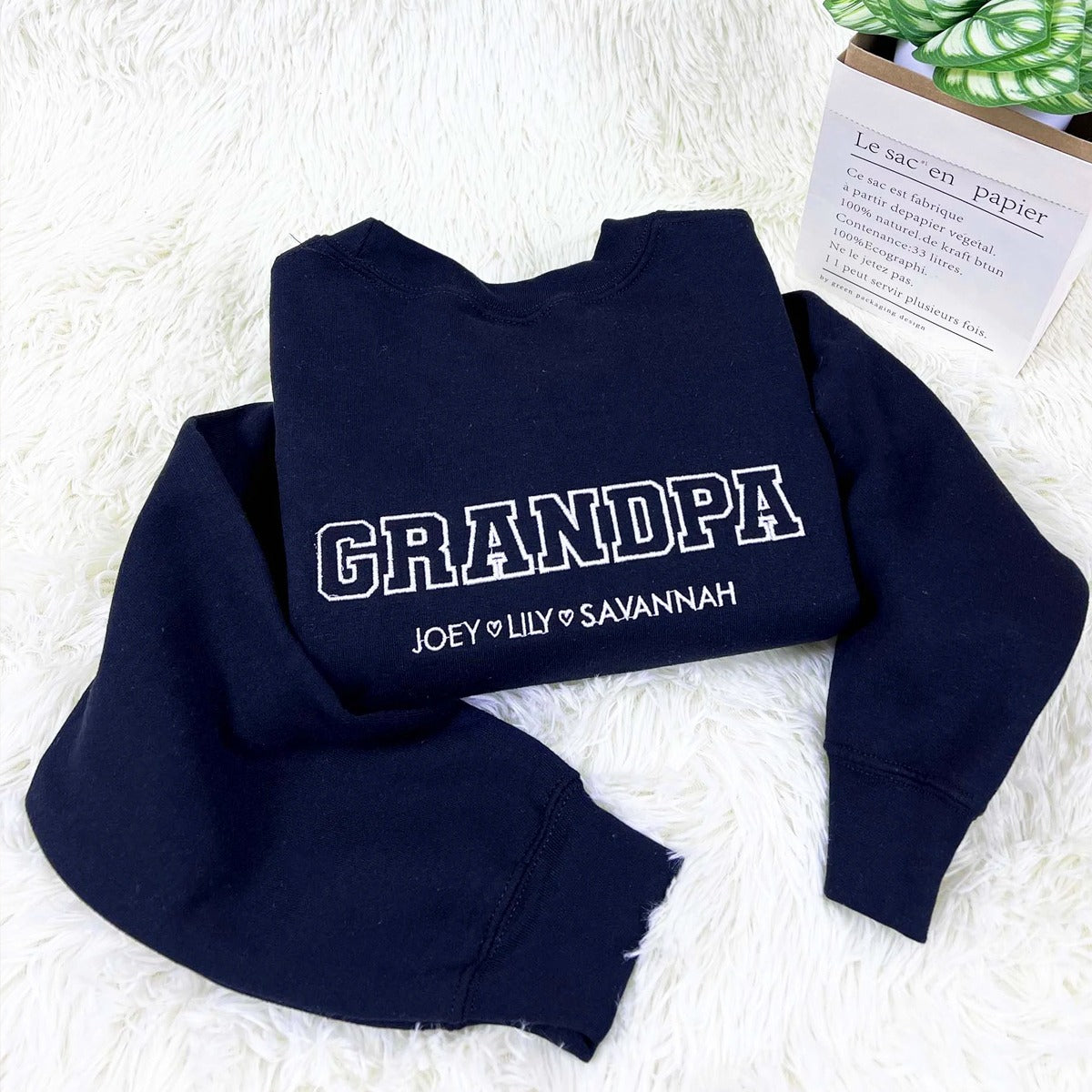 Custom Embroidered Grandpa Hoodie with Kids Names & Est Year - Father's Day Gift