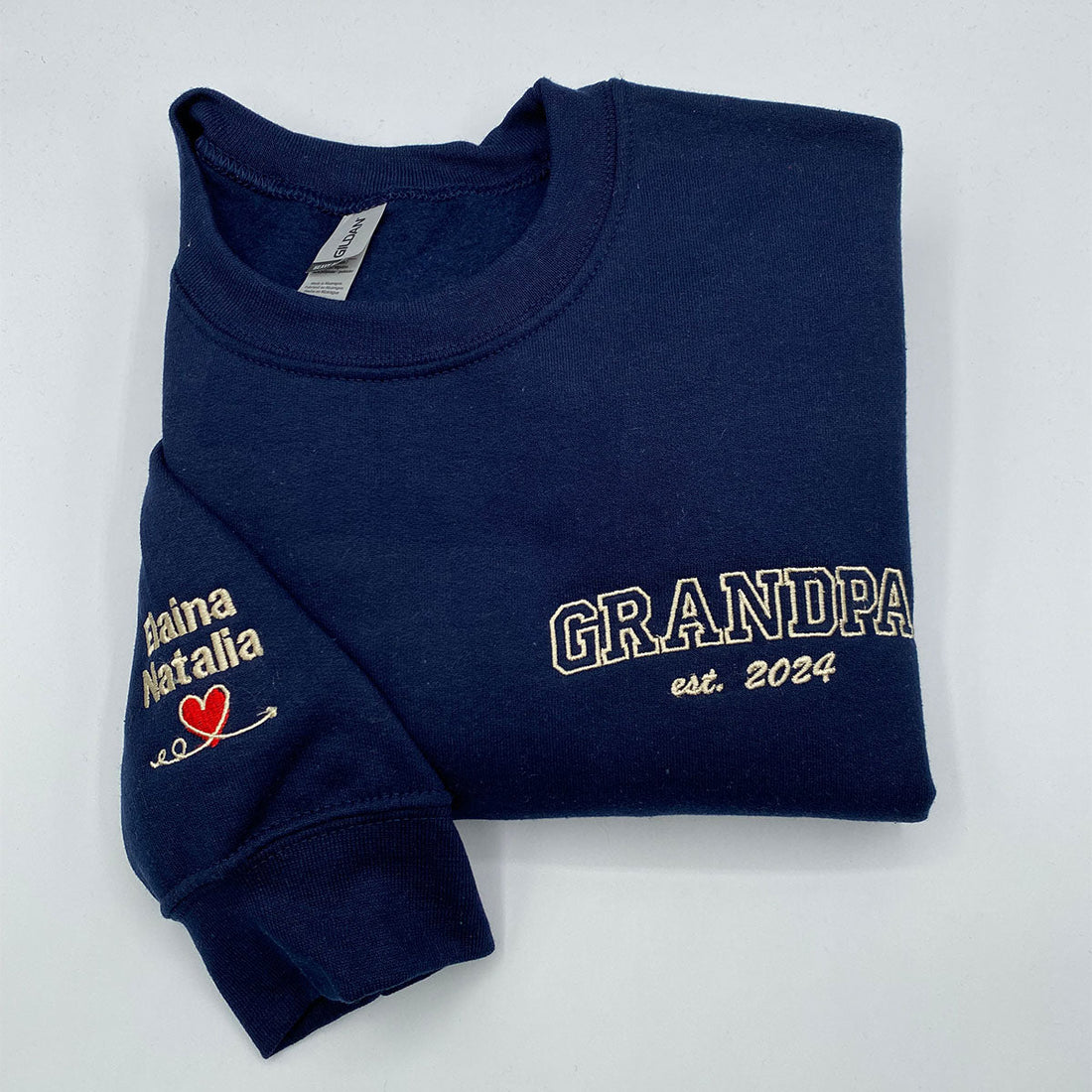 Custom Embroidered Grandpa Hoodie with Kids Names & Est Year - Father's Day Gift