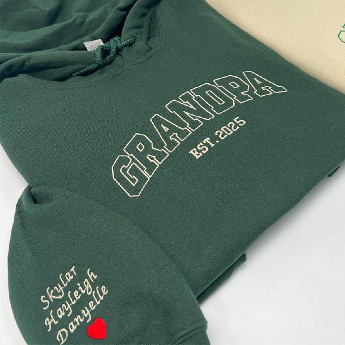 Custom Embroidered Grandpa Hoodie with Kids Names & Est Year - Father's Day Gift