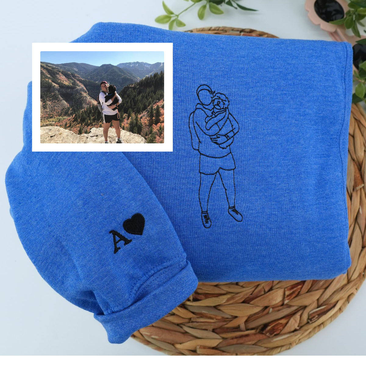 Custom Embroidered Pet & Owner Portrait Hoodie - Personalized Pet Lover Gift