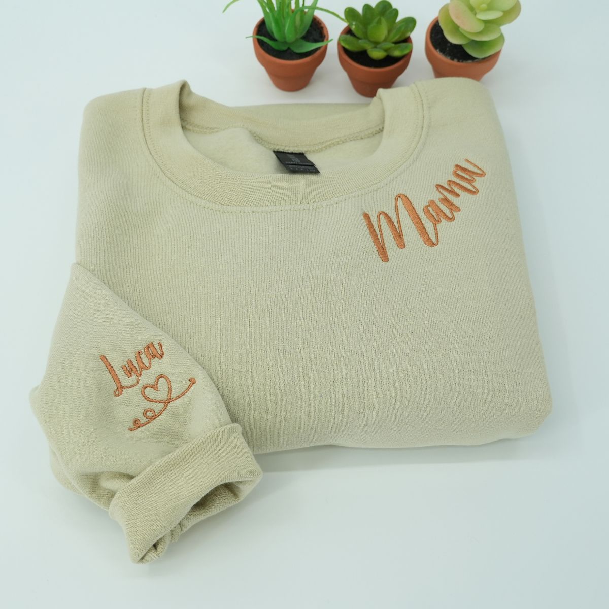 Custom Embroidered Mama Neckline Sweatshirt with Kids Names - Personalized Mom Gift