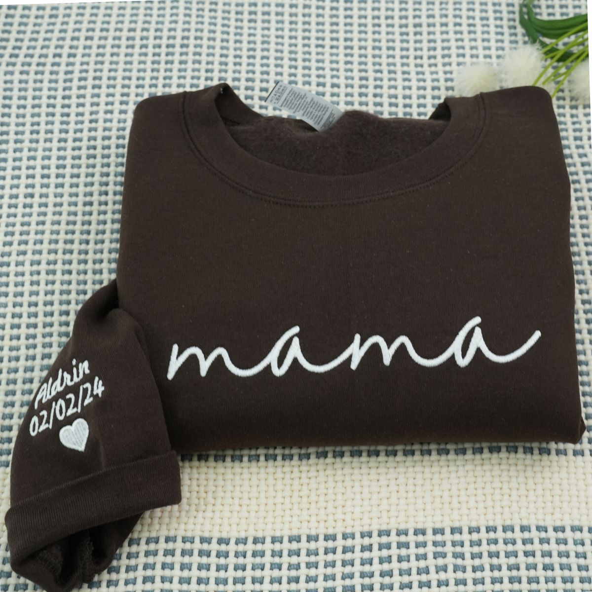 Custom Embroidered Mama Hoodie with Kids Names on Sleeve - Mother's Day Gift