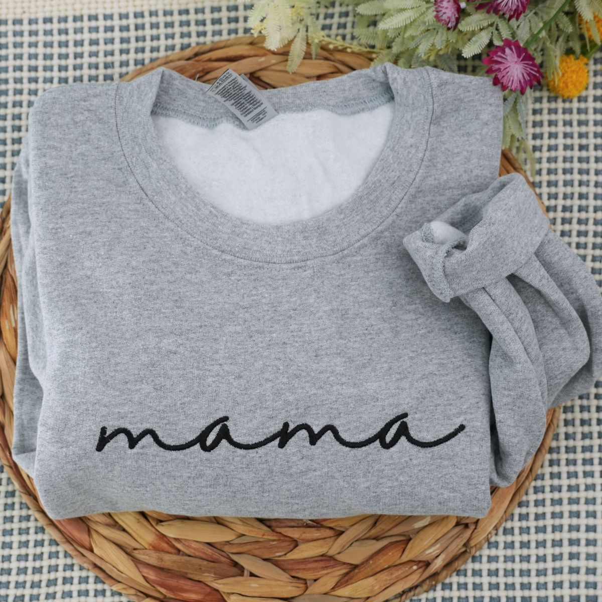 Custom Embroidered Mama Hoodie with Kids Names on Sleeve - Mother's Day Gift