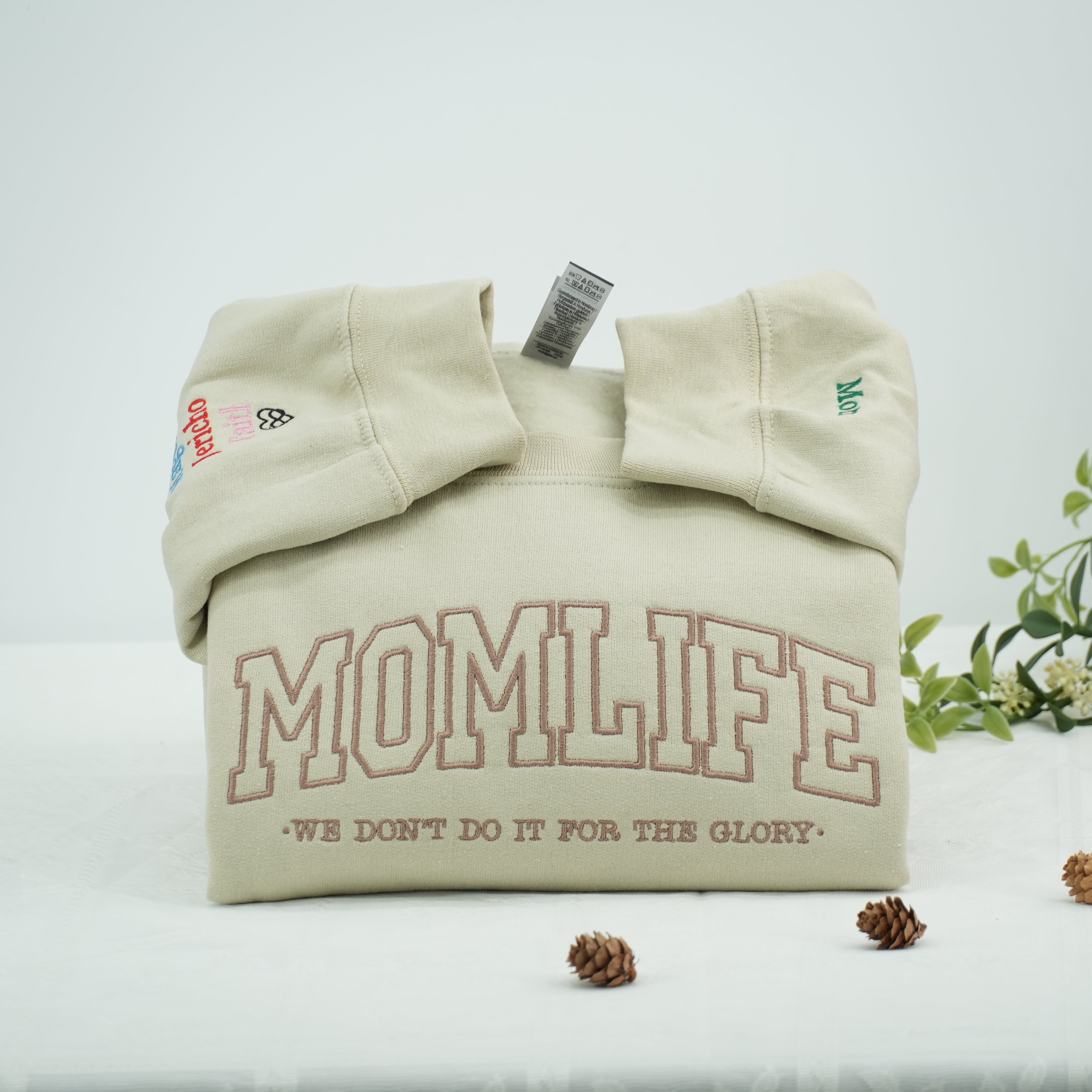 Custom Embroidered Mom Varsity Hoodie with Kids Names & Est Year - Mother Gift