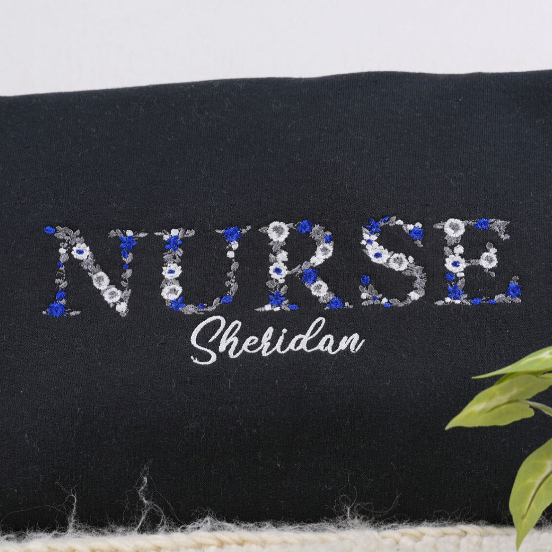 Custom Embroidered Nurse Hoodie with Floral Letters - Personalized Nurse Gift