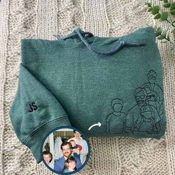 Custom Embroidered Dad Outline Hoodie with Names - Personalized Father Gift