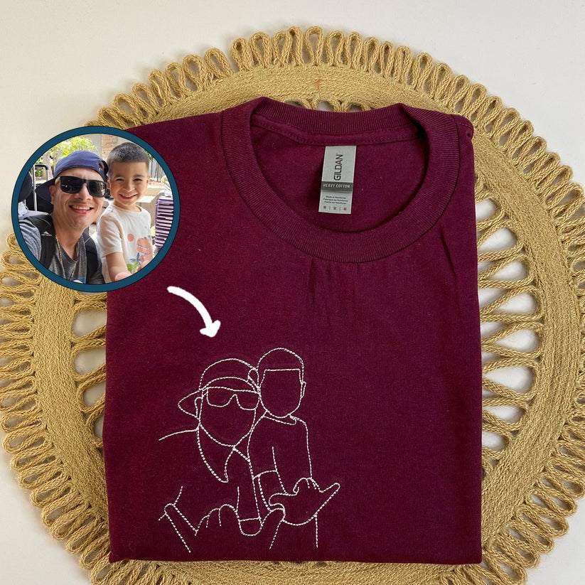 Custom Embroidered Dad Outline Hoodie with Names - Personalized Father Gift