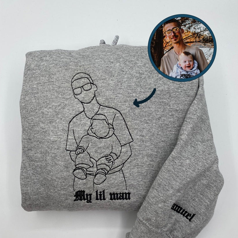 Custom Embroidered Dad Outline Hoodie with Names - Personalized Father Gift