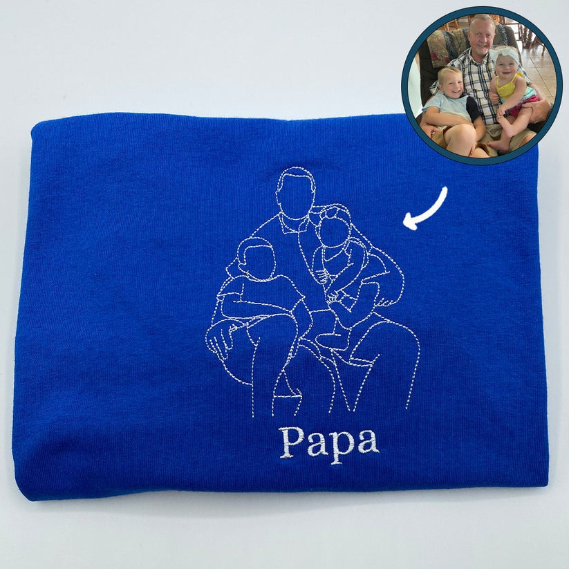 Custom Embroidered Dad Outline Hoodie with Names - Personalized Father Gift