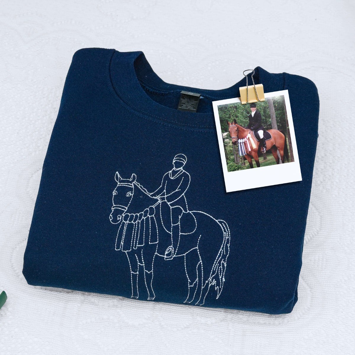 Custom Embroidered Horse Outline Hoodie from Photo - Personalized Horse Lover Gift