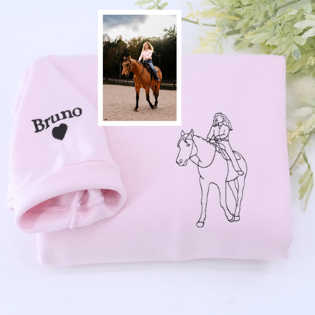 Custom Embroidered Horse Outline Hoodie from Photo - Personalized Horse Lover Gift
