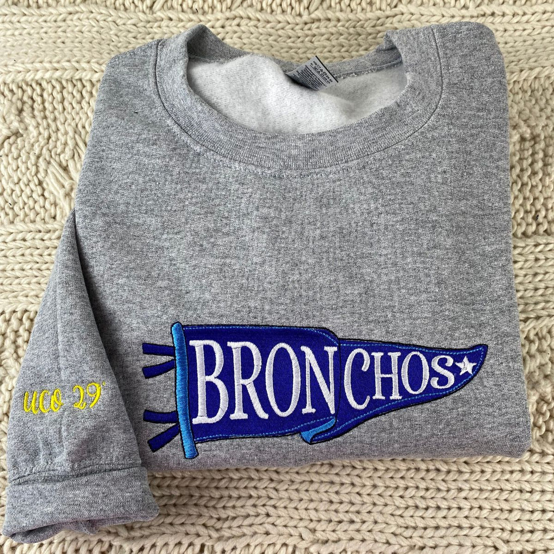 Custom Embroidered Sports Team Pennant Hoodie - Personalized Team Name Gift