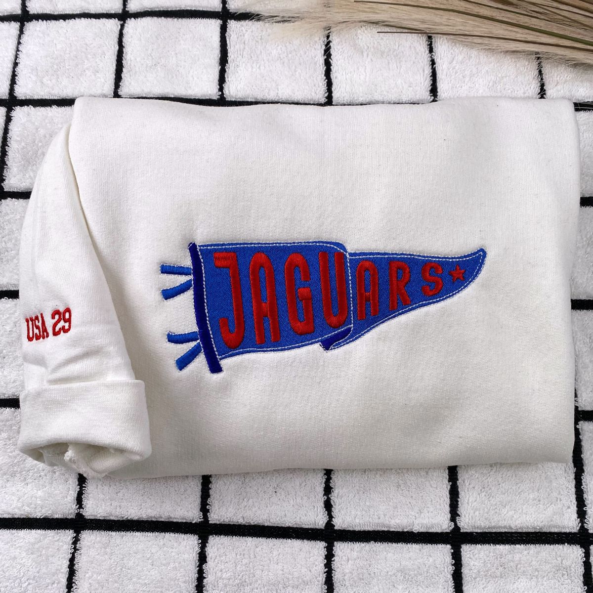 Custom Embroidered Sports Team Pennant Hoodie - Personalized Team Name Gift