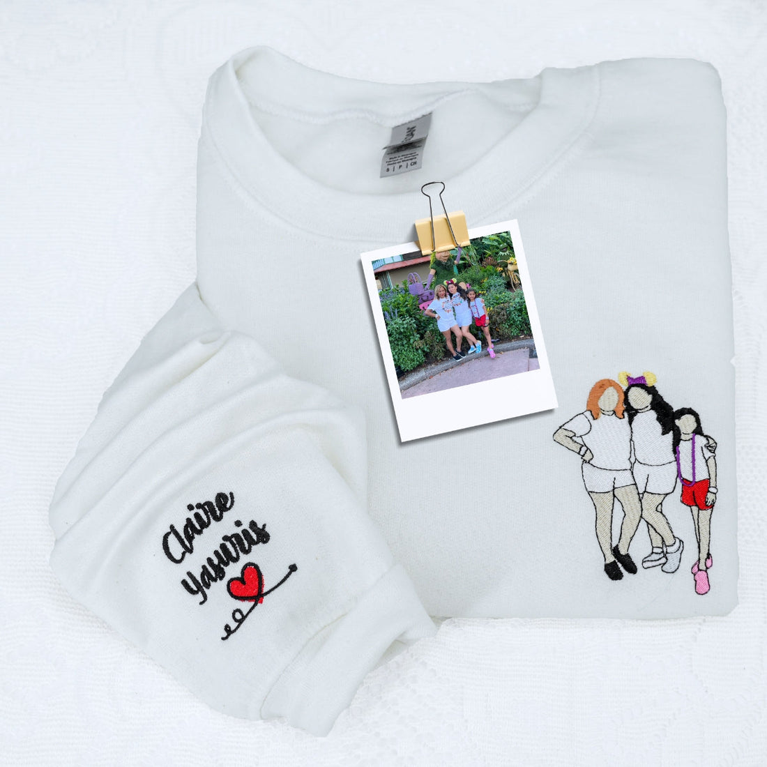 Custom Embroidered Daughter Portrait Photo Hoodie - Personalized Gift for Daughter