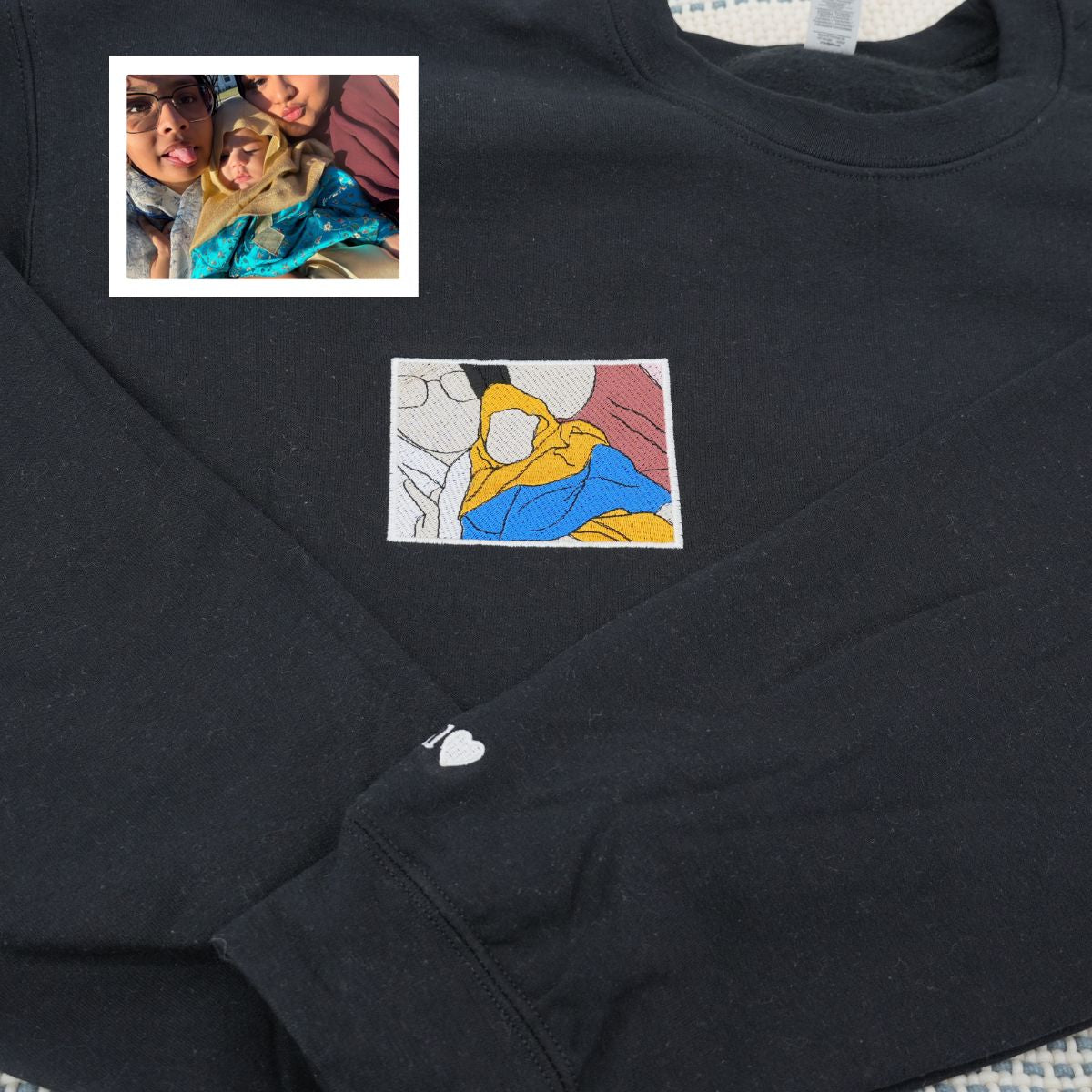 Custom Embroidered Daughter Portrait Photo Hoodie - Personalized Gift for Daughter
