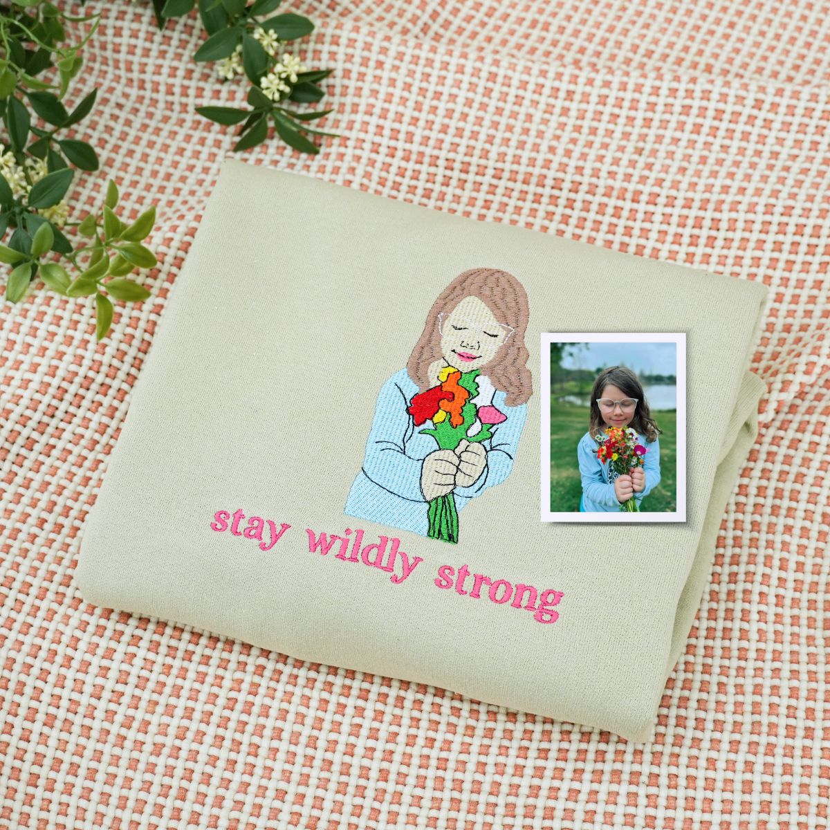 Custom Embroidered Daughter Portrait Photo Hoodie - Personalized Gift for Daughter