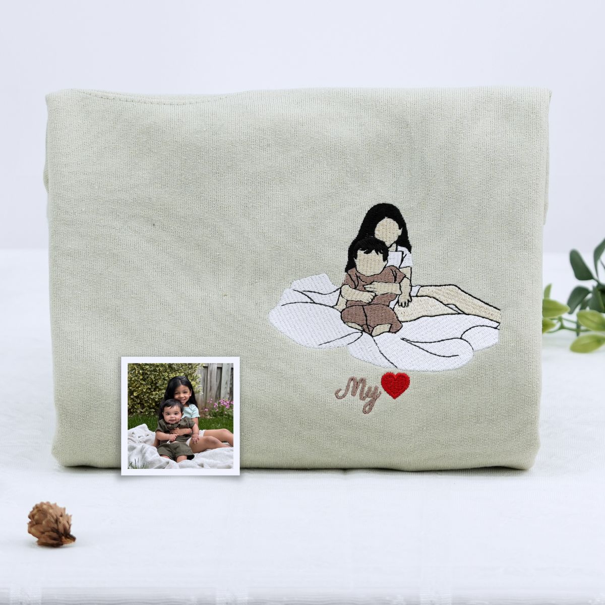 Custom Embroidered Daughter Portrait Photo Hoodie - Personalized Gift for Daughter