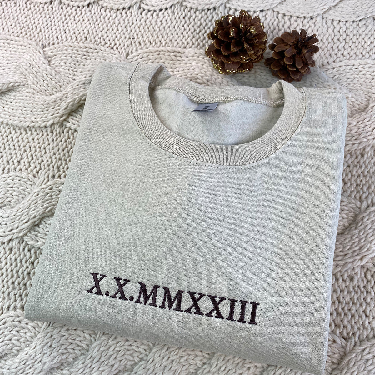 Custom Embroidered Anniversary Hoodie with Roman Numeral Date - Personalized Couple Gift