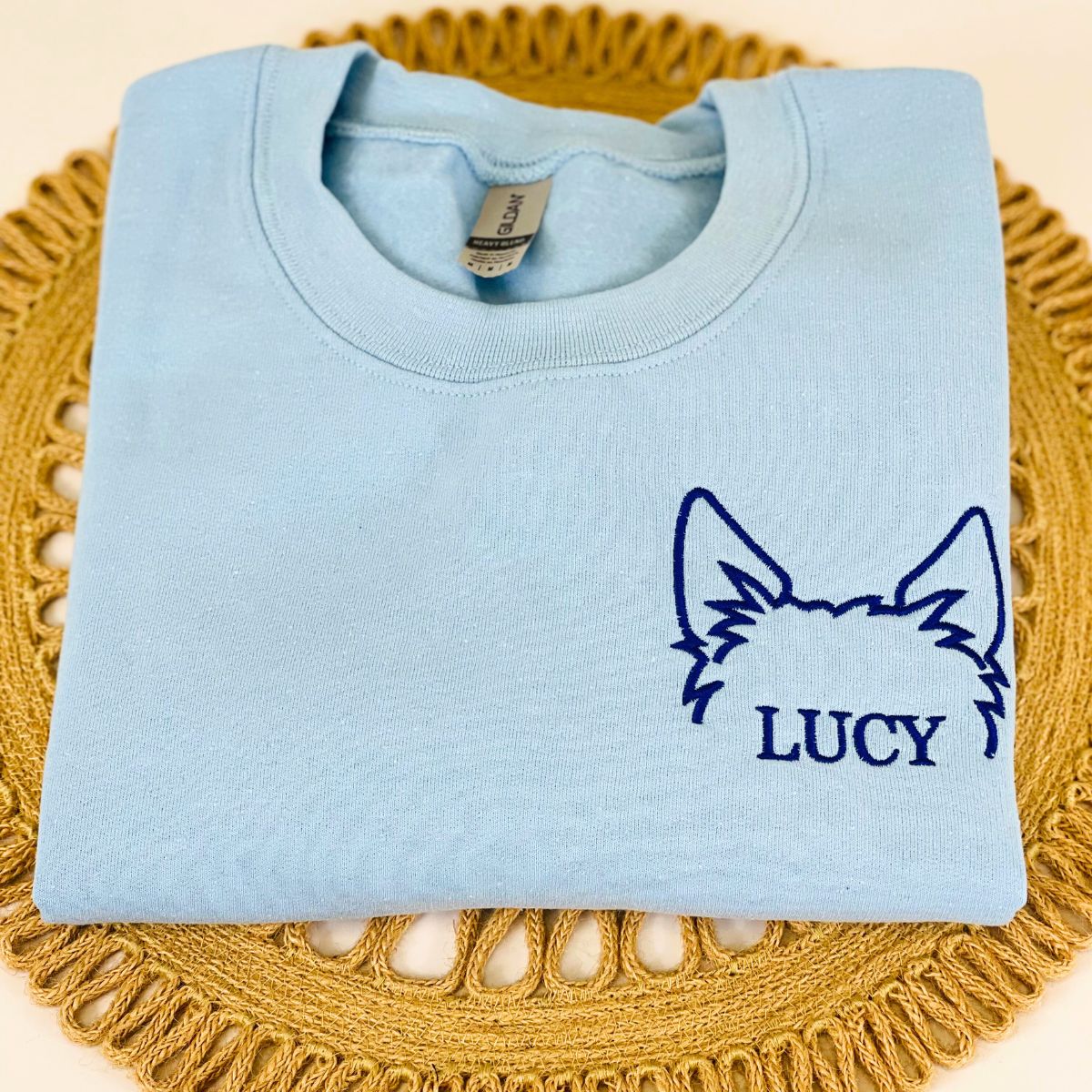 Custom Embroidered Dog Ears Hoodie with Pet Name - Personalized Dog Lover Gift
