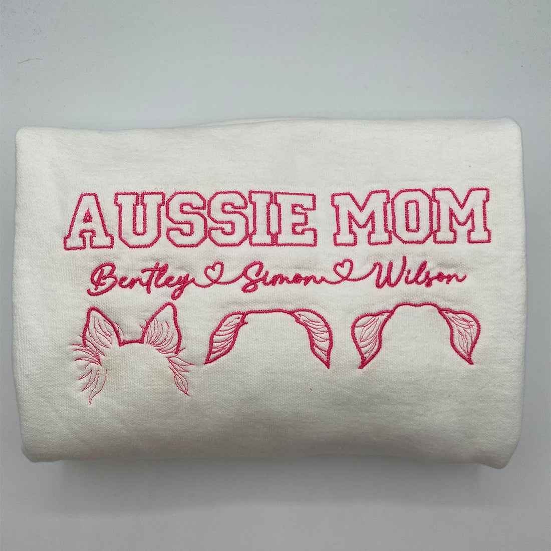 Custom Embroidered Dog Ears Hoodie with Pet Name - Personalized Dog Lover Gift