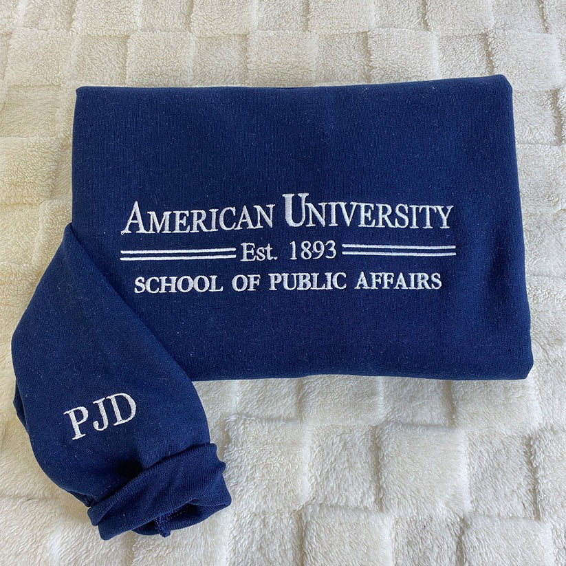 Custom Embroidered University Alumni Hoodie with School Name & Year - College Gift