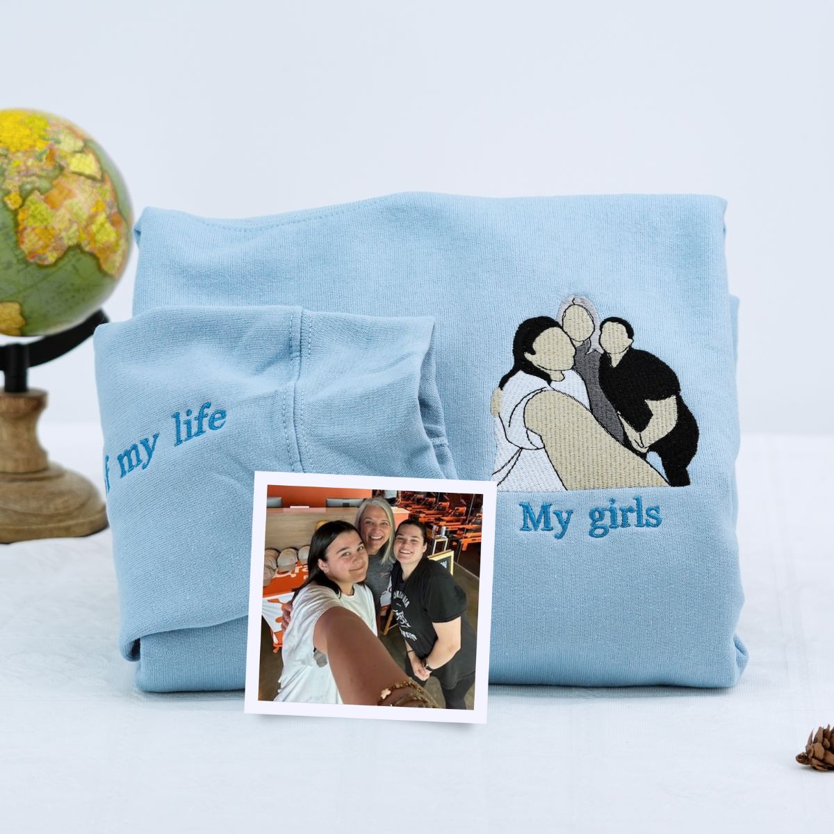 Custom Embroidered Grammy Portrait Hoodie - Personalized Grandma Gift