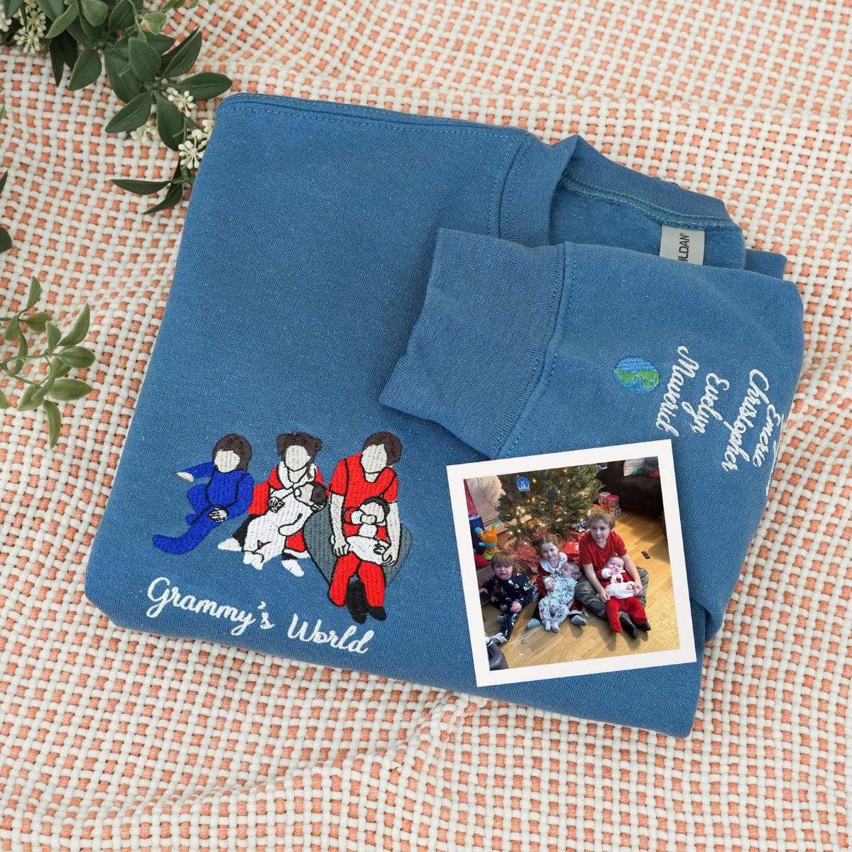 Custom Embroidered Grammy Portrait Hoodie - Personalized Grandma Gift