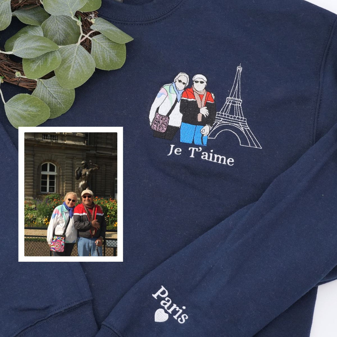 Custom Embroidered Grammy Portrait Hoodie - Personalized Grandma Gift