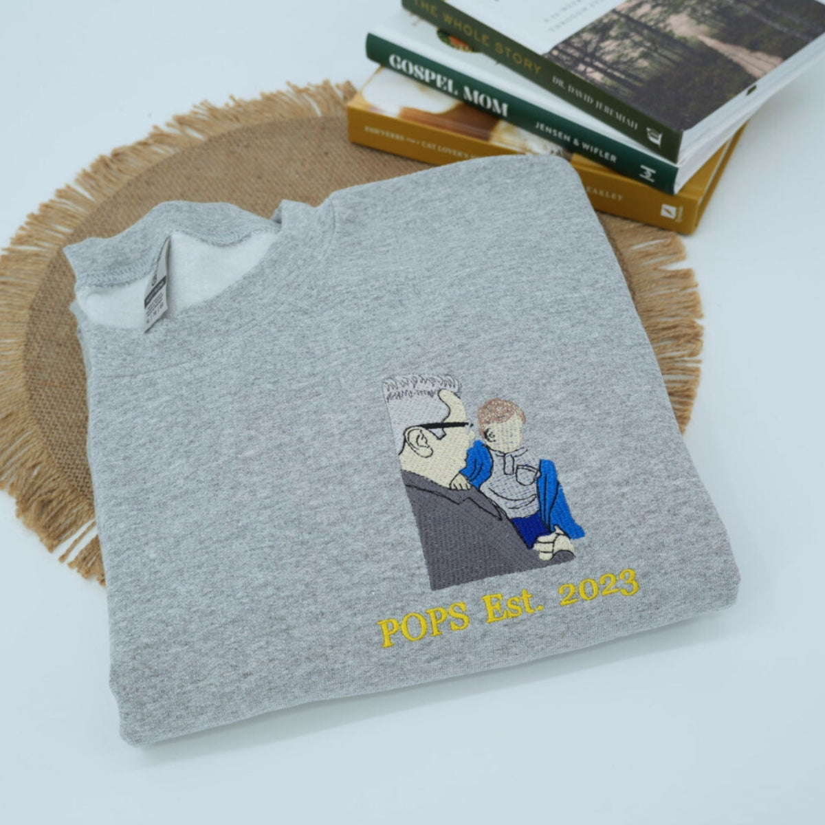 Custom Embroidered Grandson Portrait Hoodie - Personalized Grandson Gift
