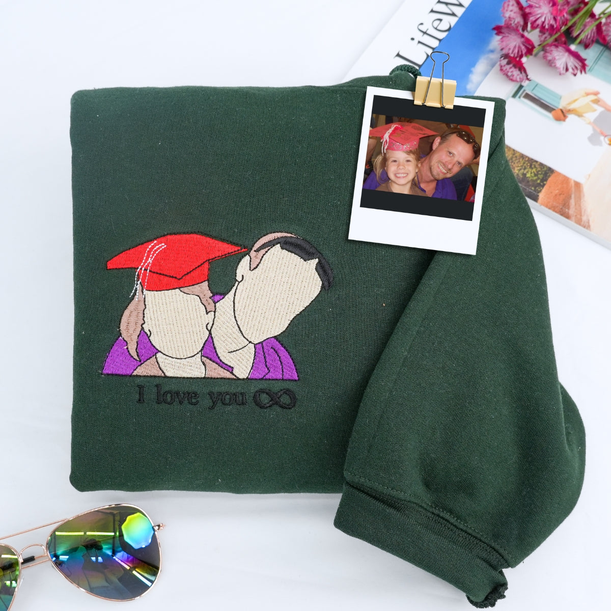 Custom Embroidered Uncle Portrait Hoodie - Personalized Uncle Gift