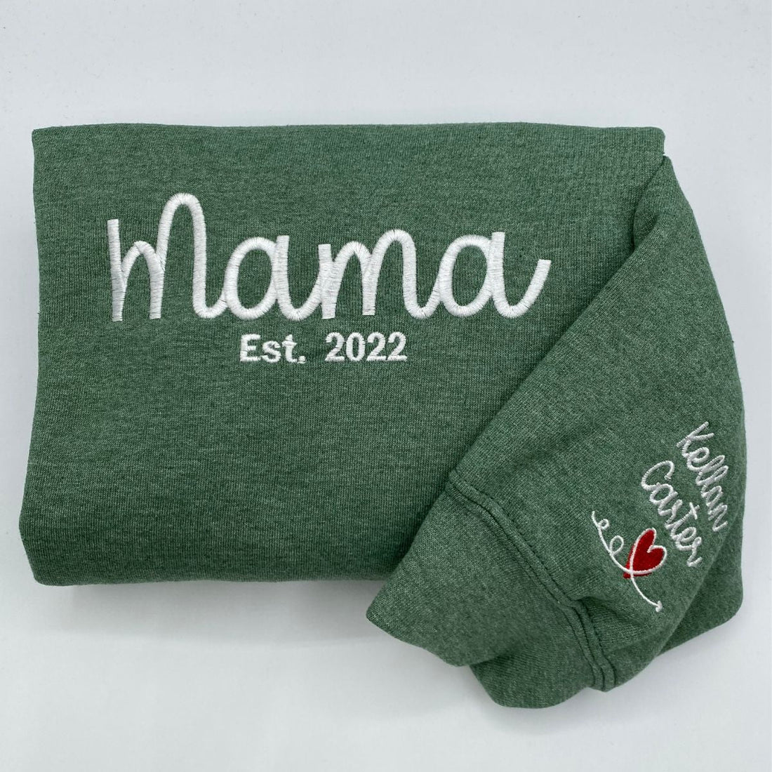 Custom Embroidered Mom Hoodie with Kids Names on Sleeve - Mother's Day Gift